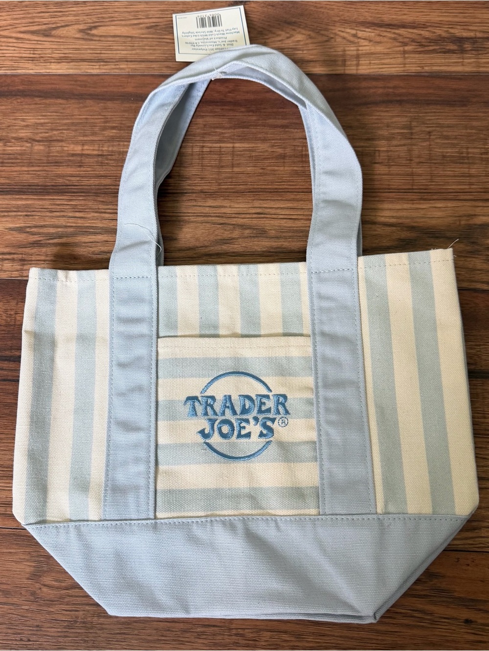 Trader Joe's Striped Mini Canvas Tote Bag Blue NEW 2026 summer